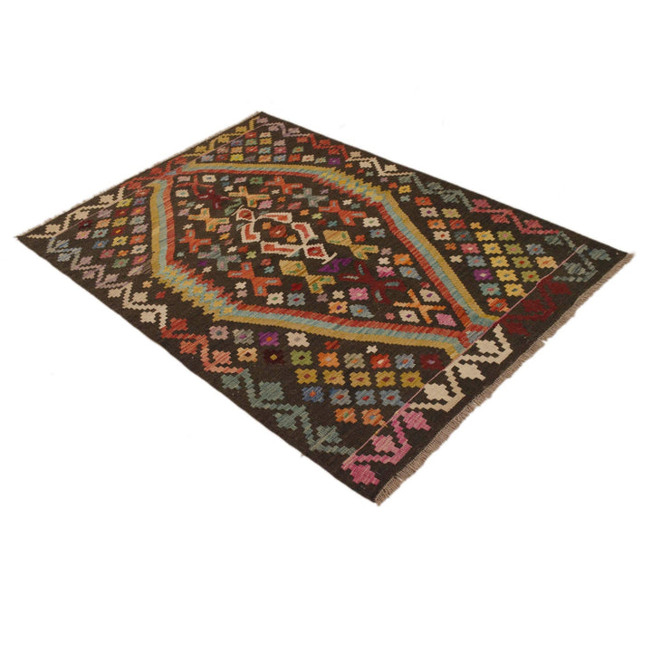 Hand Knotted Afghan Style Kilim 3' 7" x 4' 11" - No. AL85247