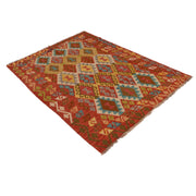 Colorful Flat-Weave Wool Kilim 4' 2" x 5' 8" - No. AL70983