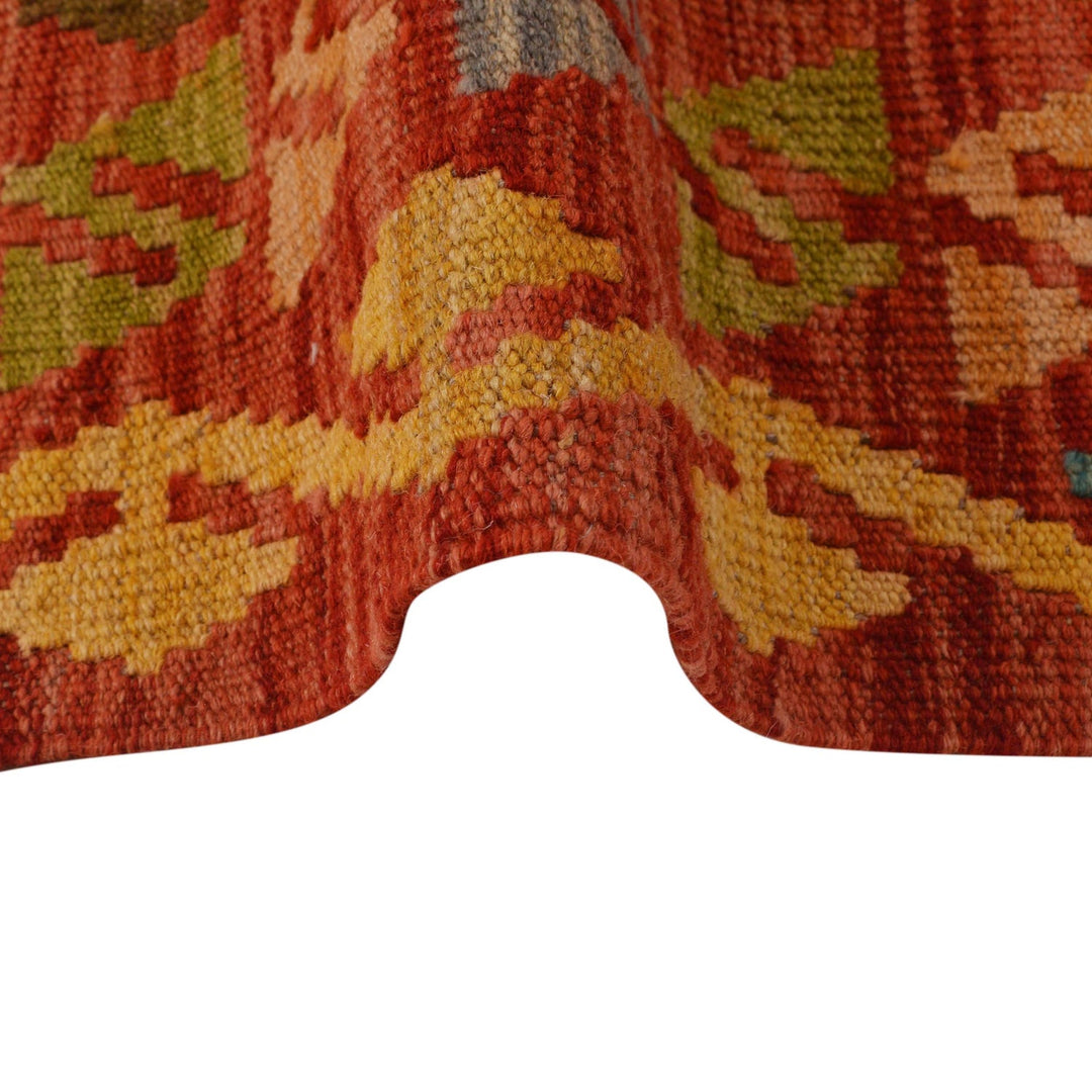 Colorful Flat-Weave Wool Kilim 4' 2" x 5' 8" - No. AL70983