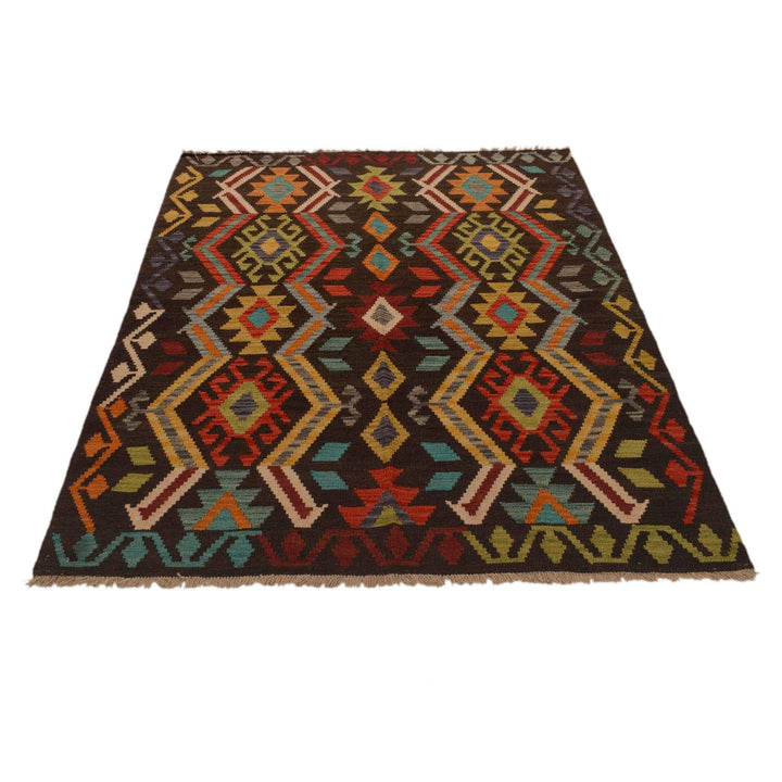 Handmade Vegetable Kilim 4' 6" x 5' 10" - No. AL68315