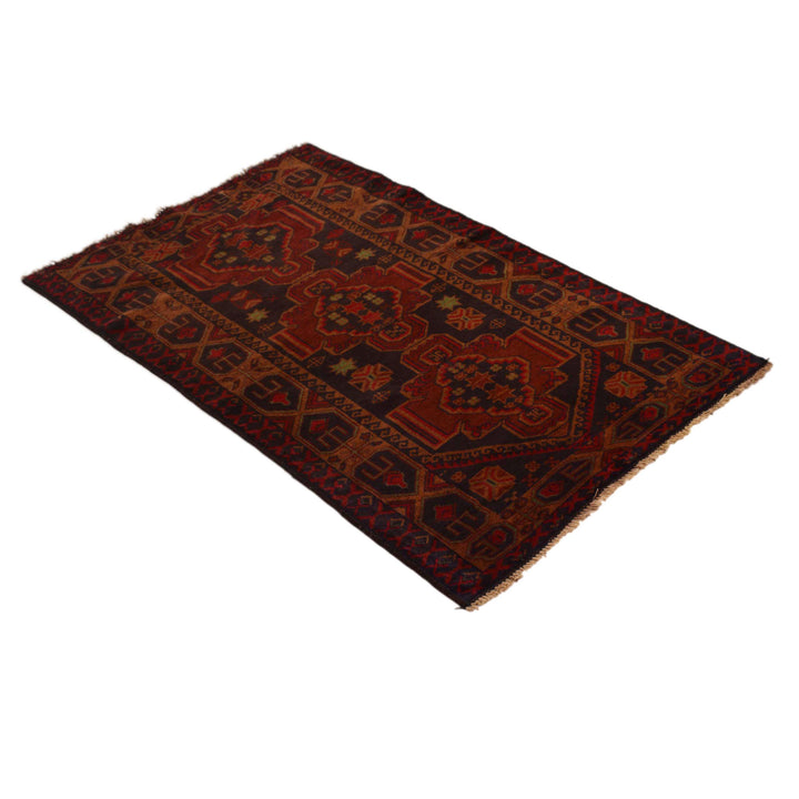Red Afghan Baluchi Rug 2' 6" x 4' 3" Hand-Knotted view