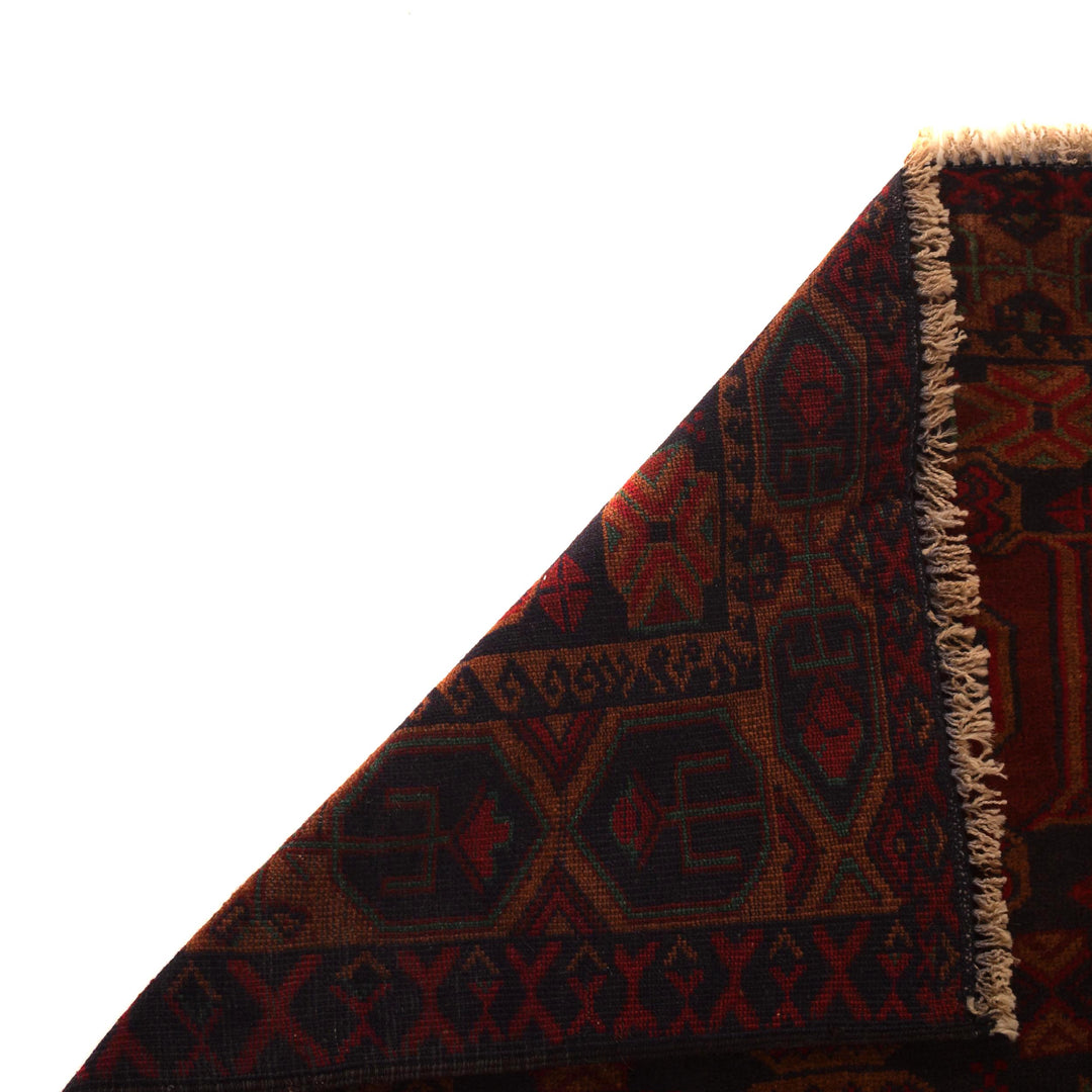Red Afghan Baluchi Rug 2' 6" x 4' 3" Hand-Knotted field