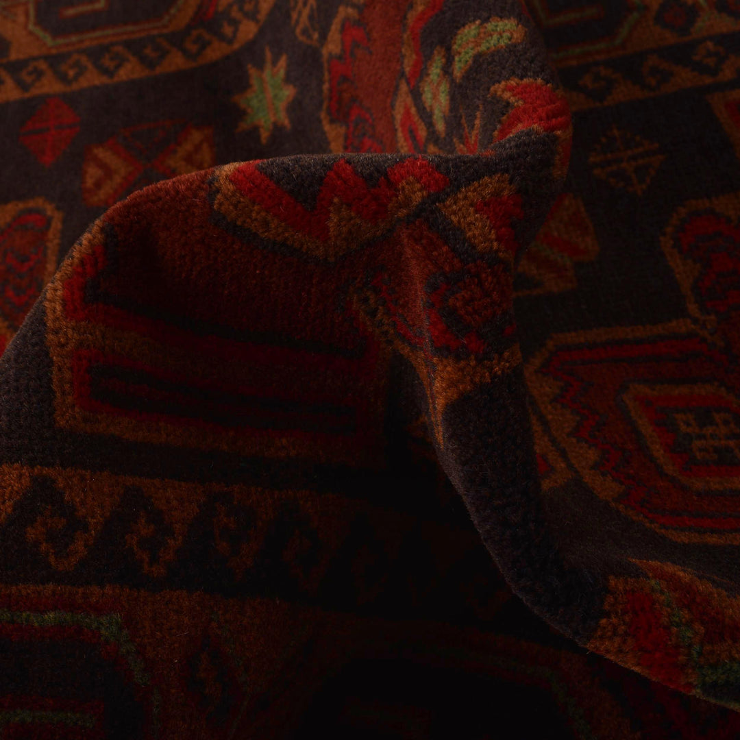 Red Afghan Baluchi Rug 2' 6" x 4' 3" Hand-Knotted reverse