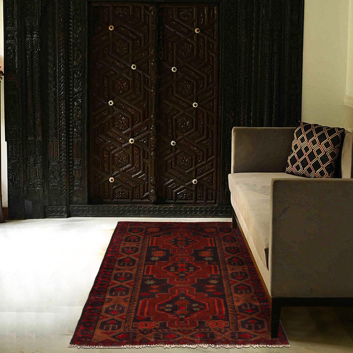 Red Afghan Baluchi Rug 2' 6" x 4' 3" Hand-Knotted view 9