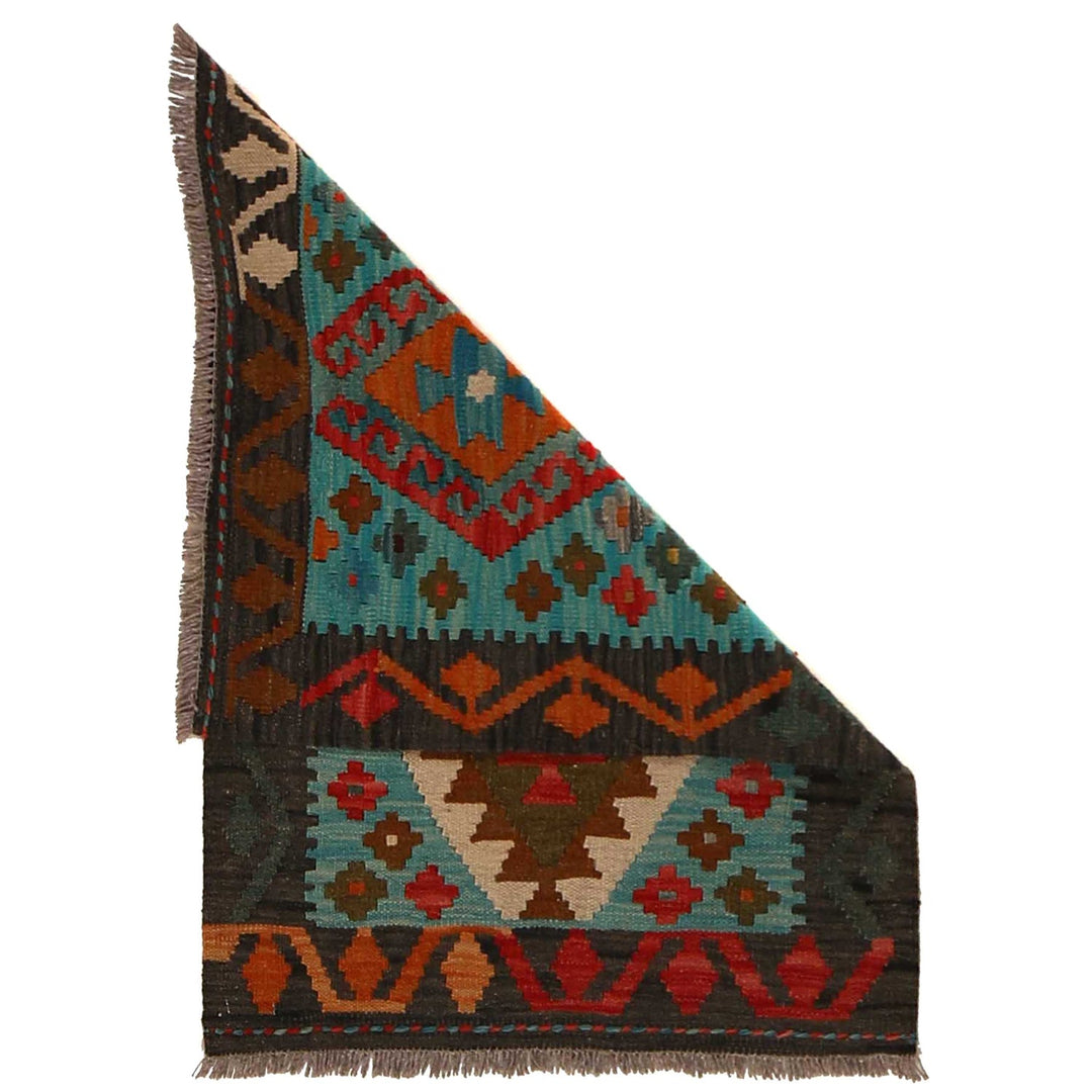 Multi Color ful Flat-Weave Wool Kilim 2' 1" x 2' 10" - No. AL19661