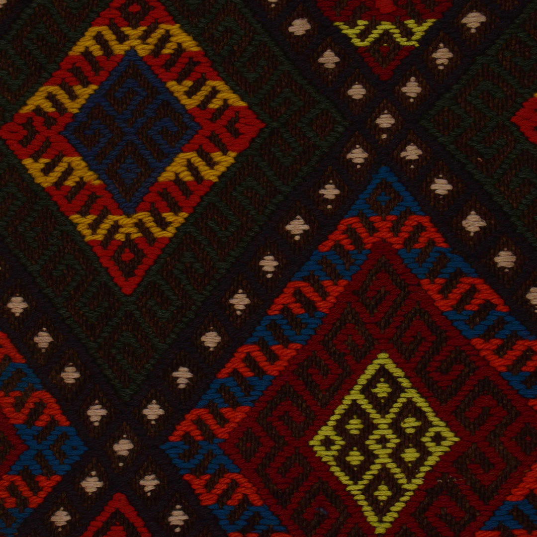 Afghan Suzuni Rug 2' 6" x 7' 3" Flat-Weave border