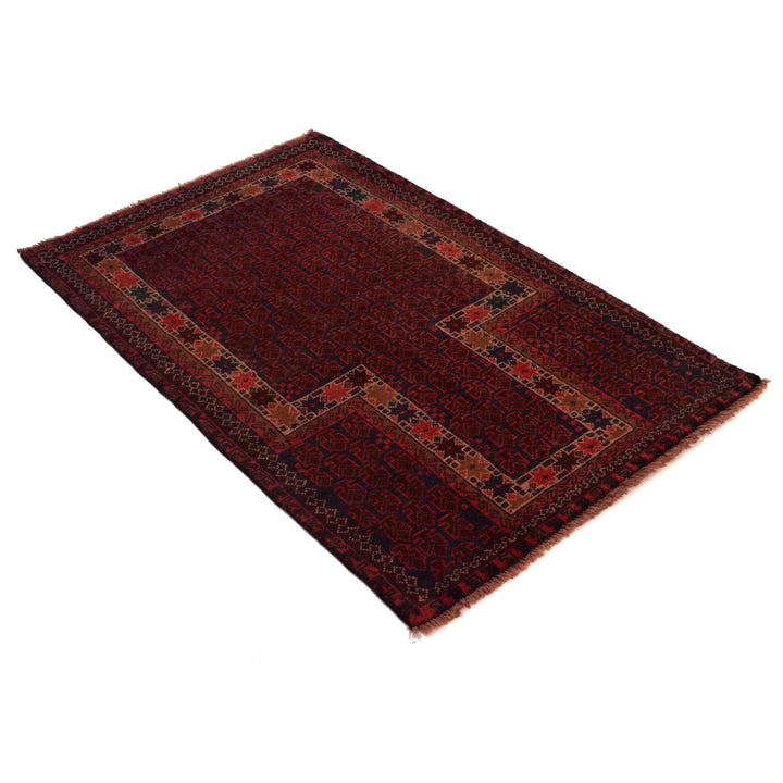 Red Afghan Prayer Rug 2' 9" x 4' 7" Hand-Knotted | No. AL46348