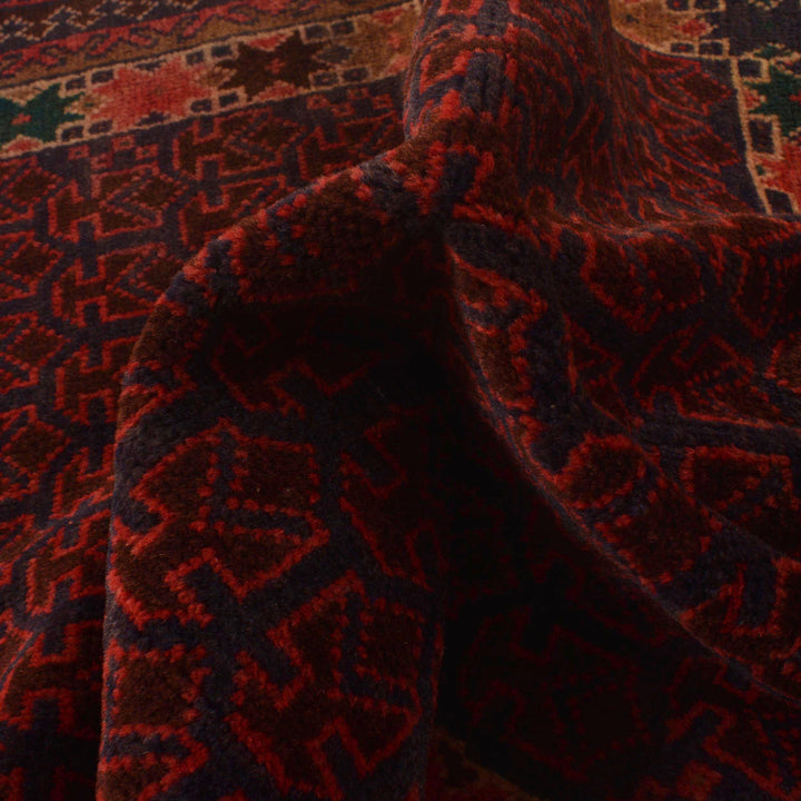 Red Afghan Prayer Rug 2' 9" x 4' 7" Hand-Knotted | No. AL46348