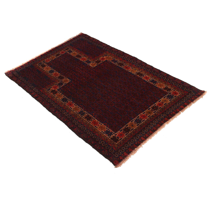 Red Afghan Prayer Rug 2' 11" x 4' 7" Hand-Knotted | No. AL71046