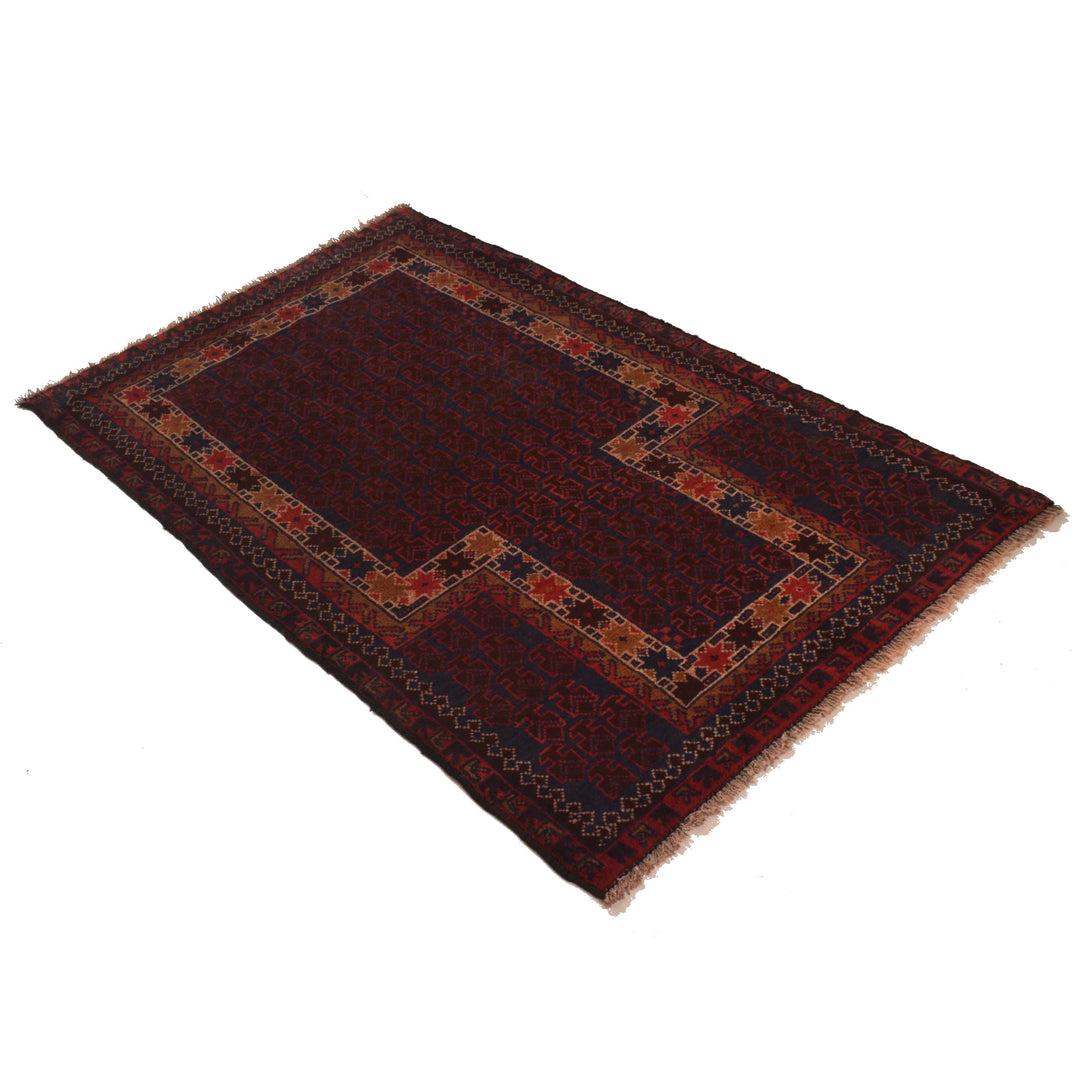 Red Afghan Prayer Rug 2' 11" x 4' 7" Hand-Knotted | No. AL71046