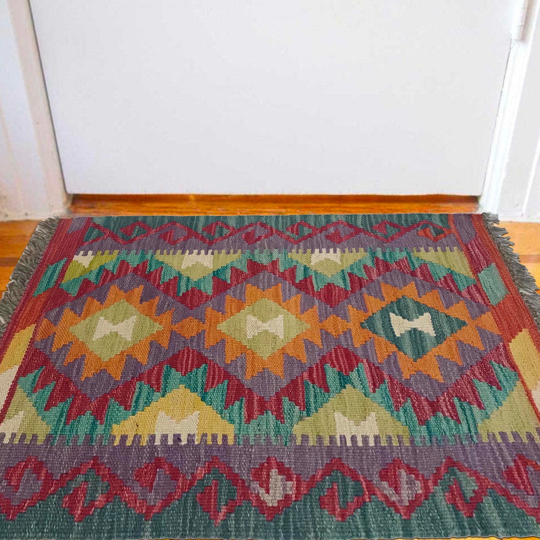 Handmade Vegetable Kelim 1' 8" x 2' 3" - No. AL26947