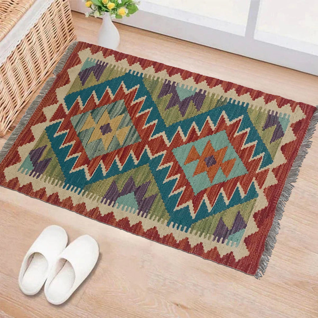 Hand Woven Wool Kelim 1' 5" x 2' 4" - No. AL70992