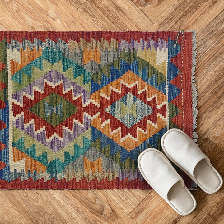Handmade Turkish Design Wool Kilim 1' 8" x 2' 4" - No. AL76469