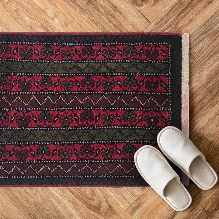 Afghan Oriental Rug 1' 6" x 2' 0" Hand-Knotted | No. AL93856