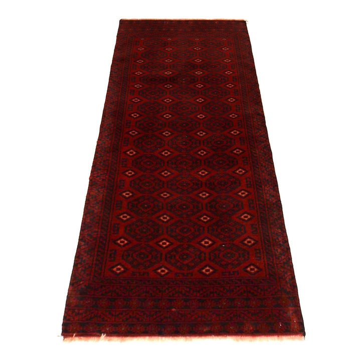 Red Afghan Baluchi Rug 2' 4" x 6' 4" Hand-Knotted detail