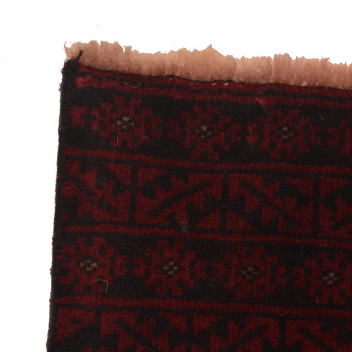 Red Afghan Baluchi Rug 2' 4" x 6' 4" Hand-Knotted pattern
