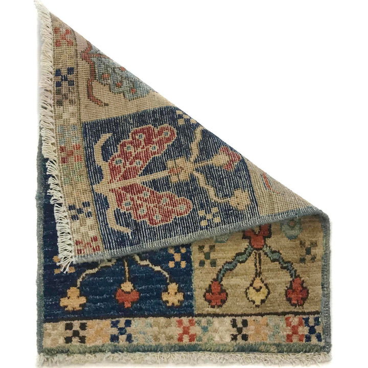 Afghan Oriental Rug 1' 5" x 1' 10" Hand-Knotted detail