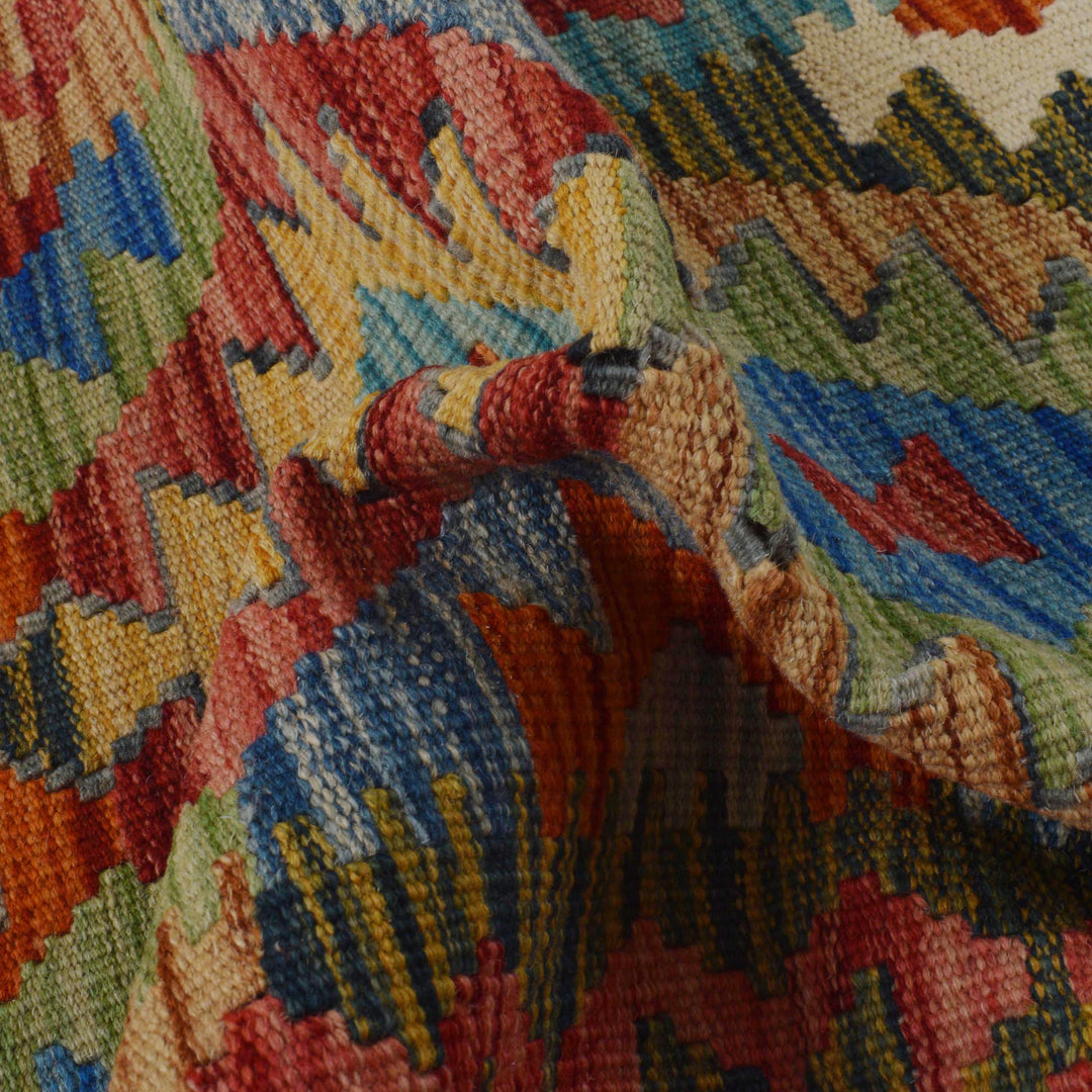 Afghan Vegetable Kilim Rug 1' 9" x 5' 0" Flat-Weave reverse