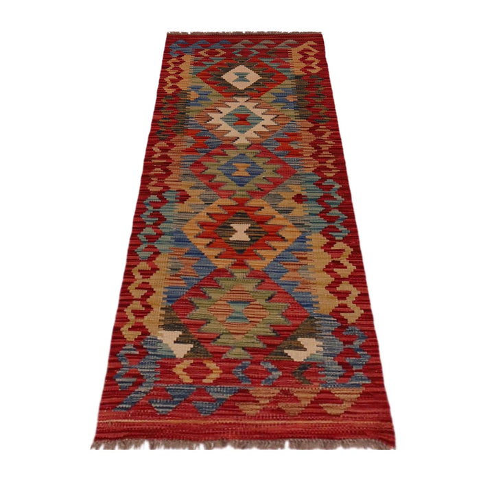 Multi Color ful Flat-Weave Wool Kilim Runner 1' 9" x 5' 1" - No. AL63722