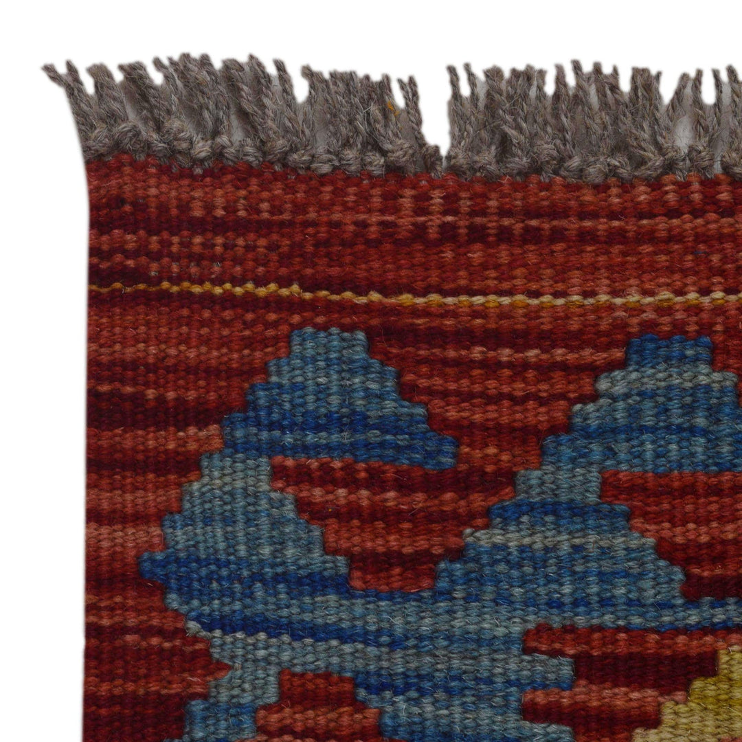 Multi Color ful Flat-Weave Wool Kilim Runner 1' 9" x 5' 1" - No. AL63722