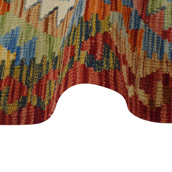 Multi Color ful Flat-Weave Wool Kilim Runner 1' 9" x 5' 1" - No. AL63722