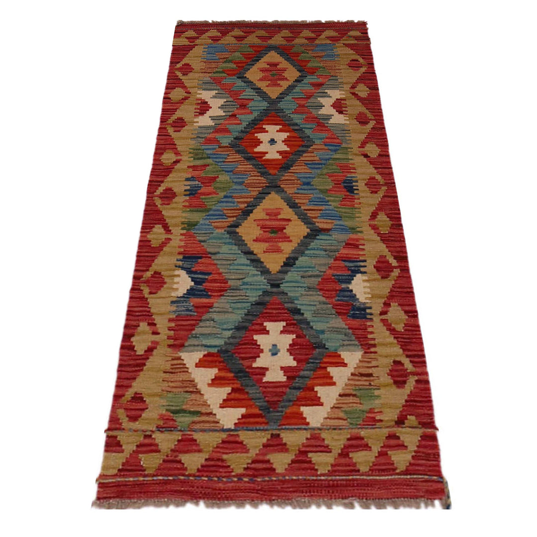 Afghan Vegetable Kilim Rug 1' 8" x 4' 11" Flat-Weave detail