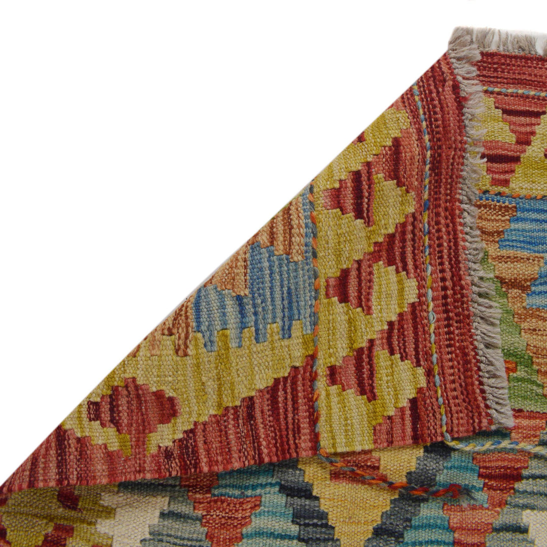 Afghan Vegetable Kilim Rug 1' 8" x 4' 11" Flat-Weave field
