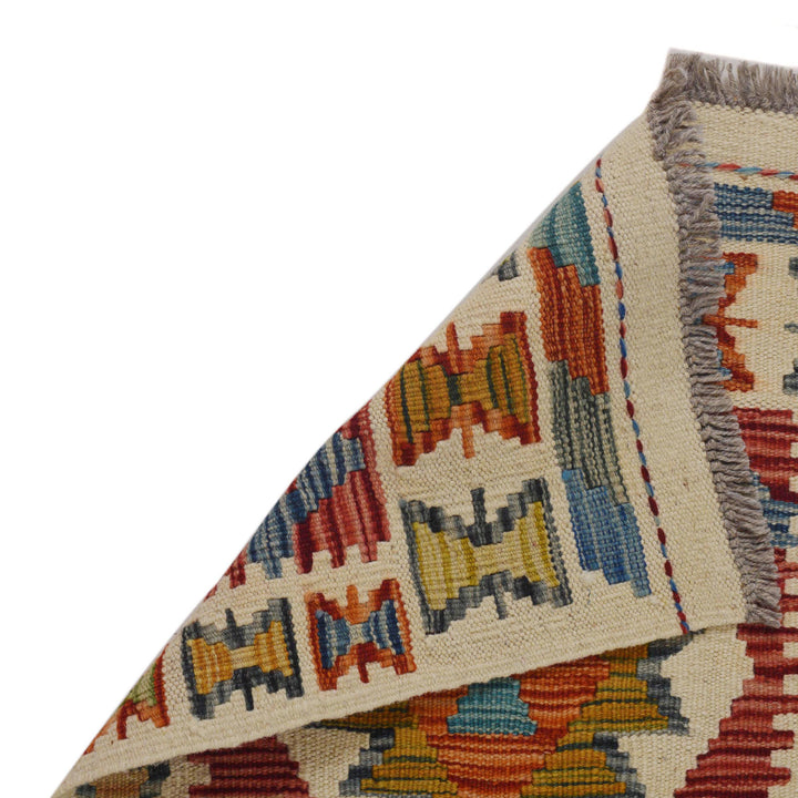Afghan Vegetable Kilim Rug 1' 8" x 4' 11" Flat-Weave field