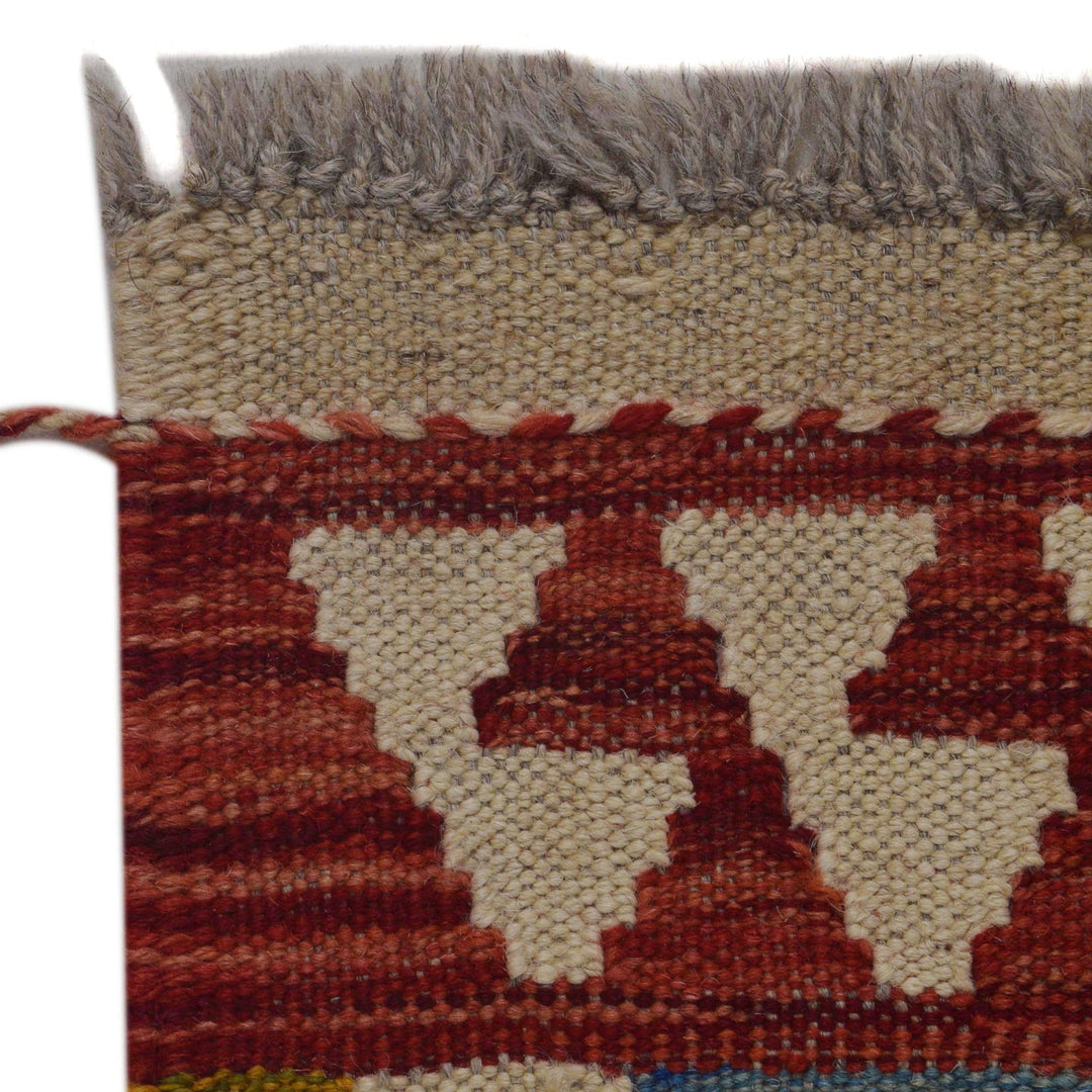 Multi Color ful Flat-Weave Wool Kilim Runner 1' 11" x 4' 10" - No. AL28414