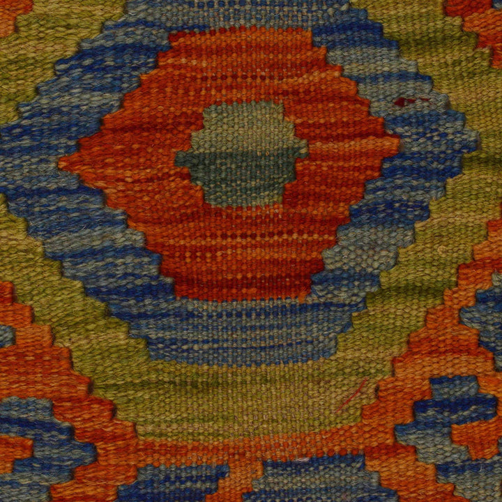 Multi Color ful Flat-Weave Wool Kilim Runner 1' 11" x 4' 10" - No. AL28414