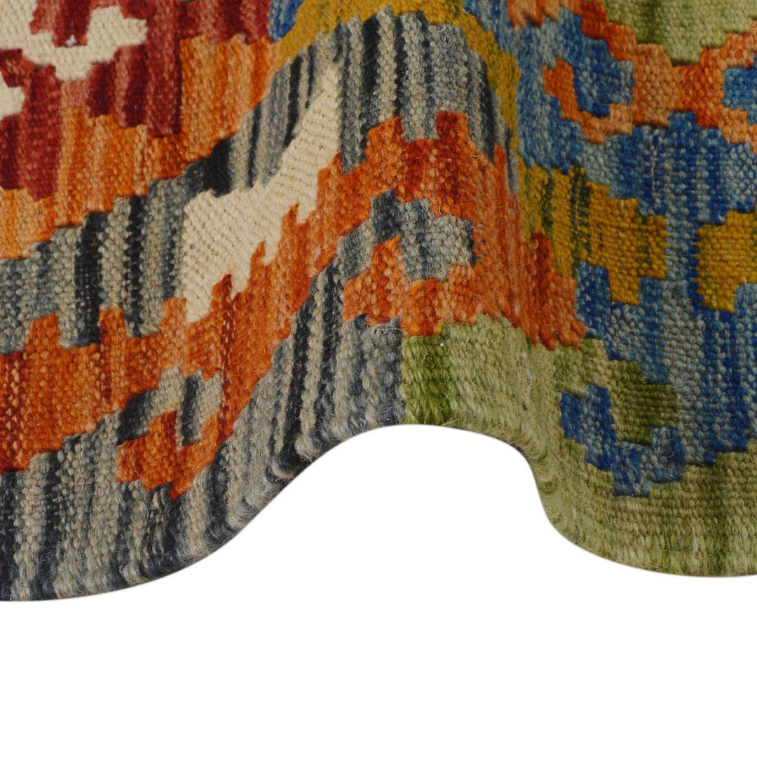 Multi Color ful Flat-Weave Wool Kilim Runner 1' 11" x 4' 10" - No. AL28414