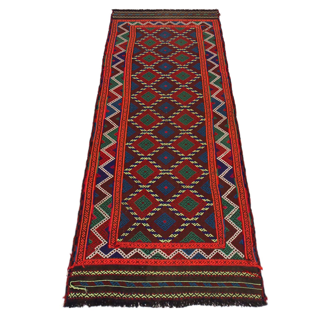 Afghan Suzuni Rug 2' 3" x 7' 3" Flat-Weave detail