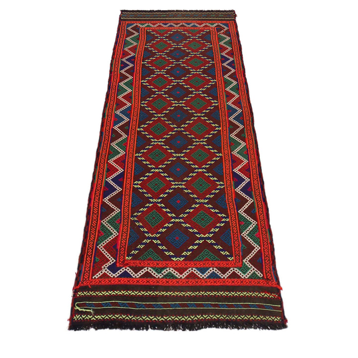 Afghan Suzuni Rug 2' 3" x 7' 3" Flat-Weave detail