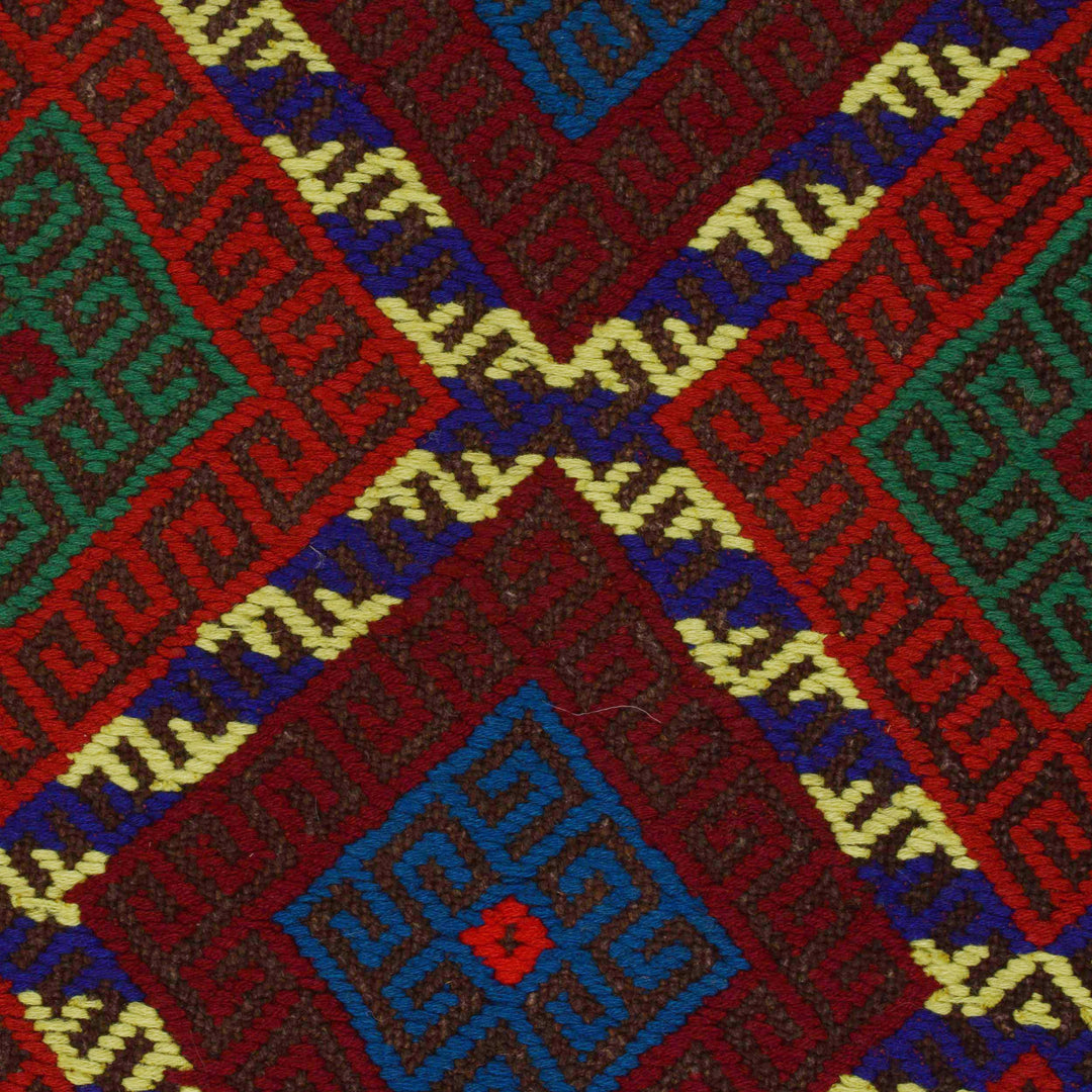 Afghan Suzuni Rug 2' 3" x 7' 3" Flat-Weave border