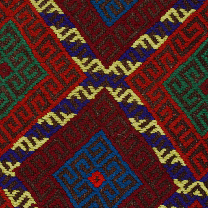 Afghan Suzuni Rug 2' 3" x 7' 3" Flat-Weave border