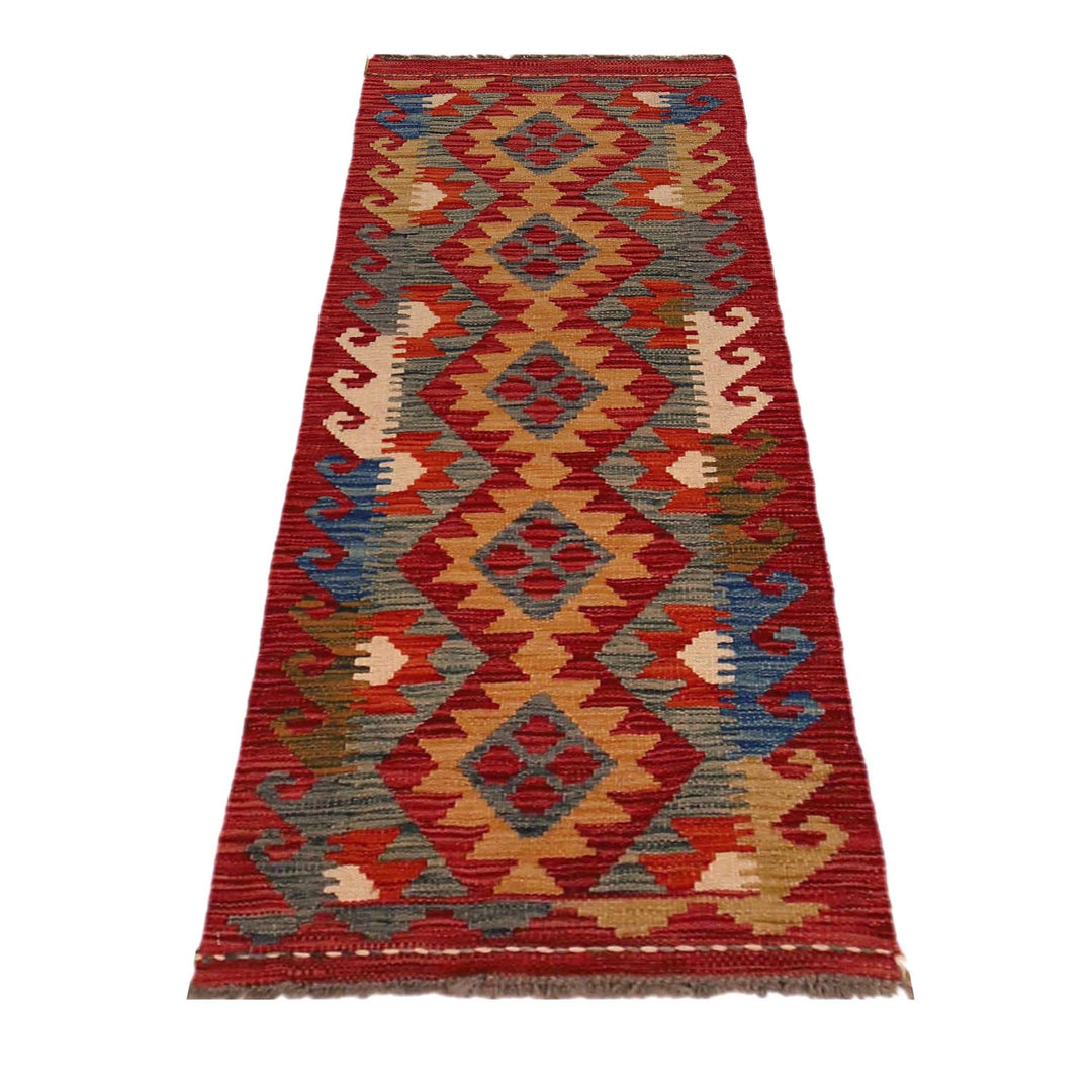 Handmade Turkish Design Wool Kilim Runner 1' 8" x 4' 8" - No. AL80753