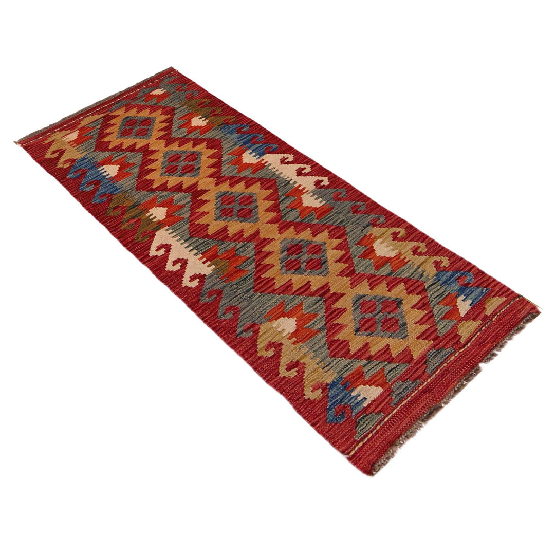 Handmade Turkish Design Wool Kilim Runner 1' 8" x 4' 8" - No. AL80753