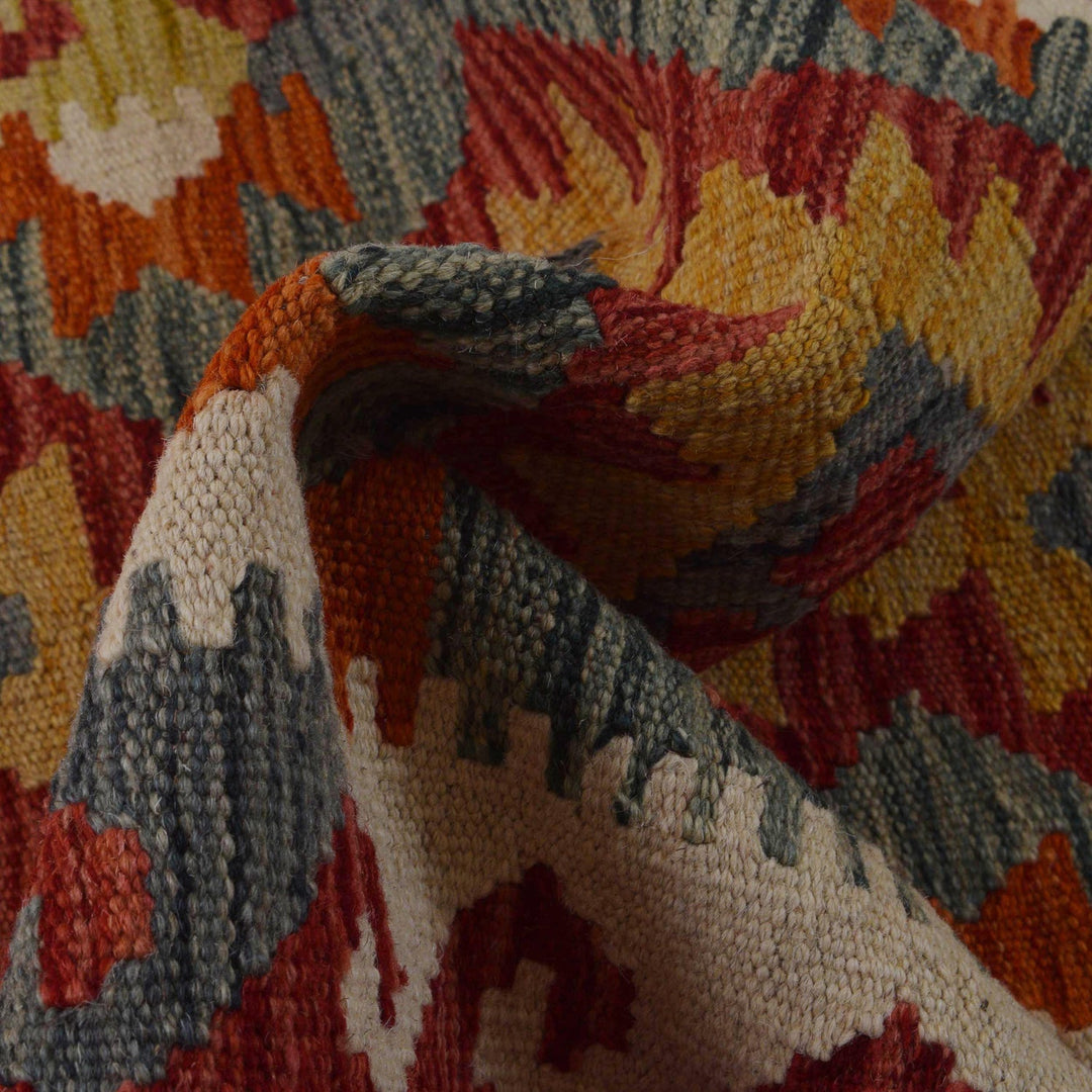 Handmade Turkish Design Wool Kilim Runner 1' 8" x 4' 8" - No. AL80753