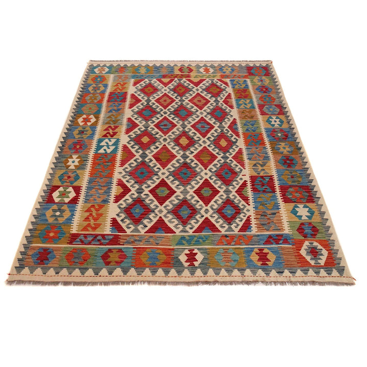 Handmade Turkish Design Wool Kilim 6' 0" x 7' 10" - No. AL70338