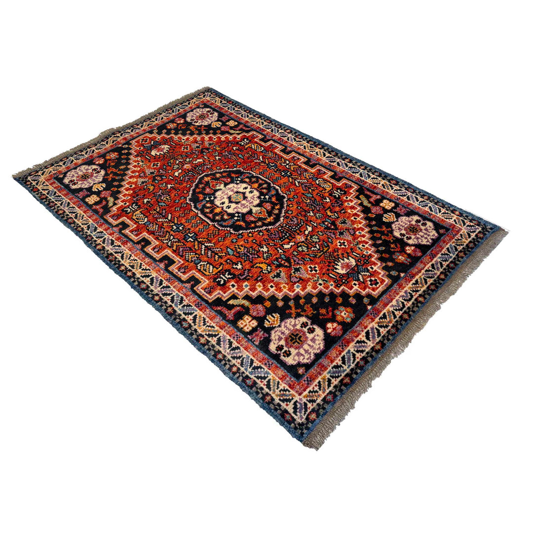 Red Afghan Oriental Rug 3' 1" x 4' 9" Hand-Knotted view