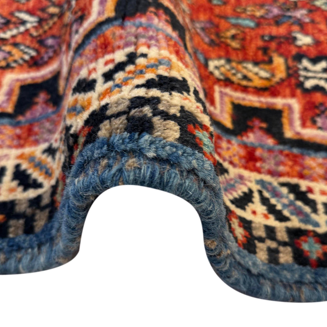 Red Afghan Oriental Rug 3' 1" x 4' 9" Hand-Knotted texture