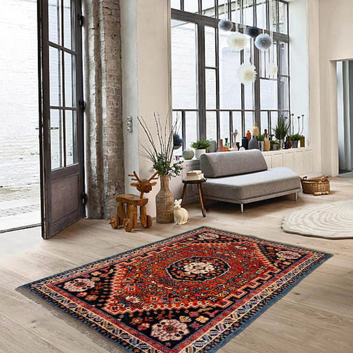 Red Afghan Oriental Rug 3' 1" x 4' 9" Hand-Knotted view 9