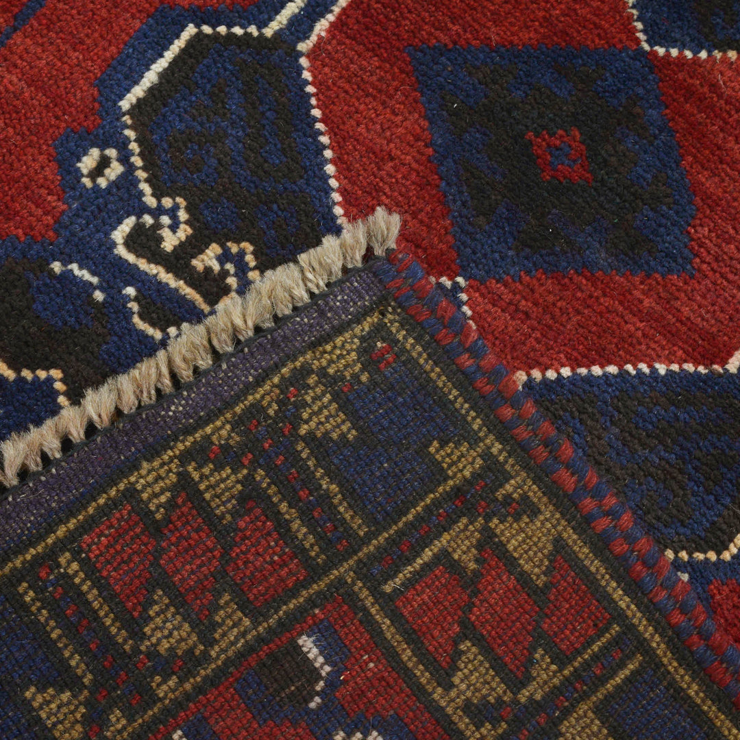 Red Afghan Prayer Rug 3' 1" x 4' 10" Hand-Knotted | No. AL95235