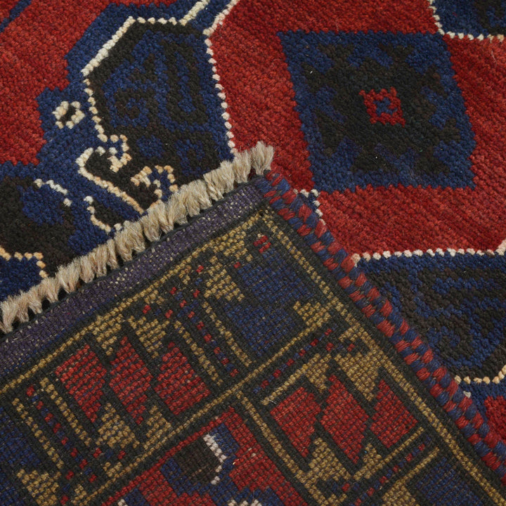 Red Afghan Prayer Rug 3' 1" x 4' 10" Hand-Knotted | No. AL95235