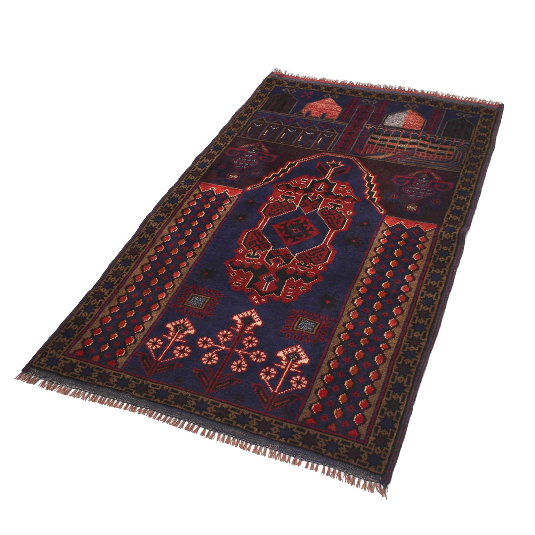 Afghan Prayer Rug 2' 9" x 4' 8" Hand-Knotted | No. AL22496