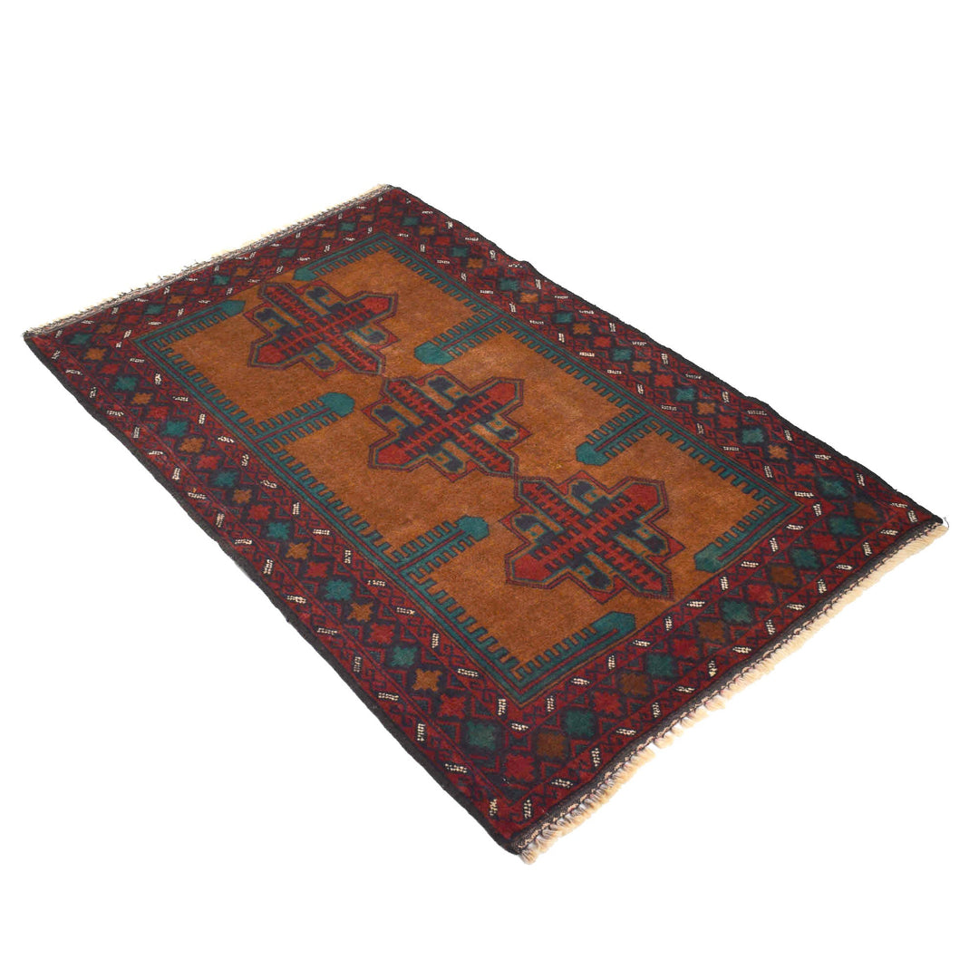 Brown Afghan Baluchi Rug 3' 0" x 4' 4" Hand-Knotted view