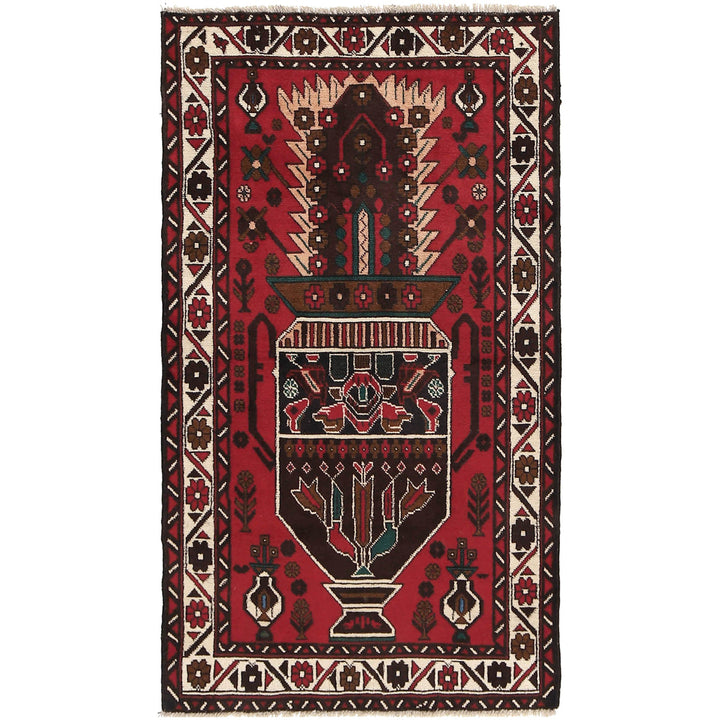 Afghan Baluchi Rug 2' 11" x 5' 2" Hand-Knotted