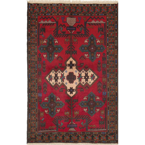 Red Color Baluchi Rug 2' 11" x 4' 7" - No. AL12448