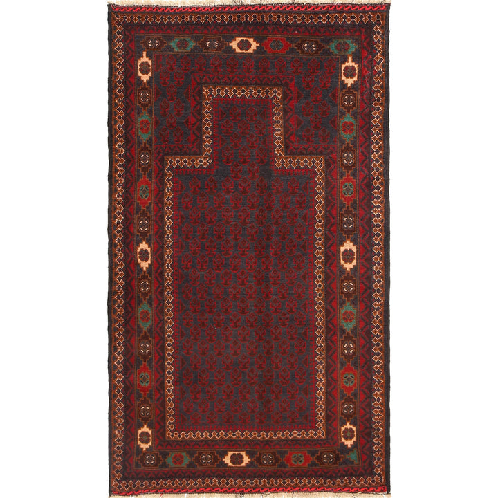 Afghan Prayer Rug 2' 11" x 5' 3" Hand-Knotted