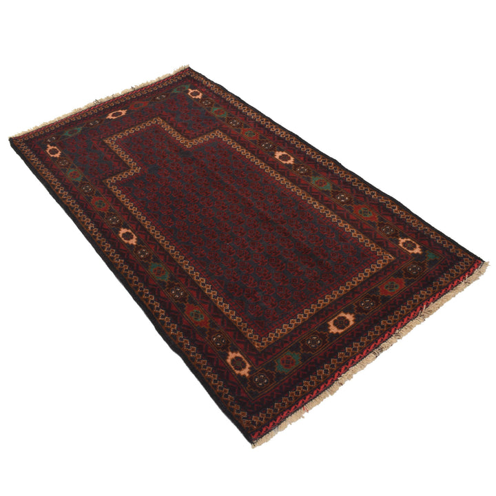Afghan Prayer Rug 2' 11" x 5' 3" Hand-Knotted pattern